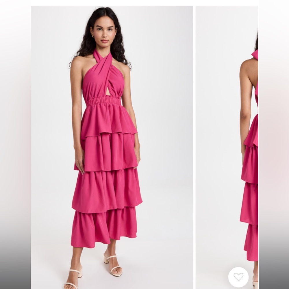 Endless Rose Crossed Halter Neck Tiered Maxi Dress